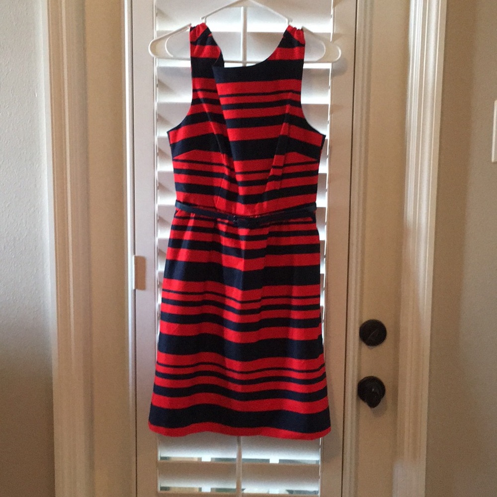 Striped dress with removable belt